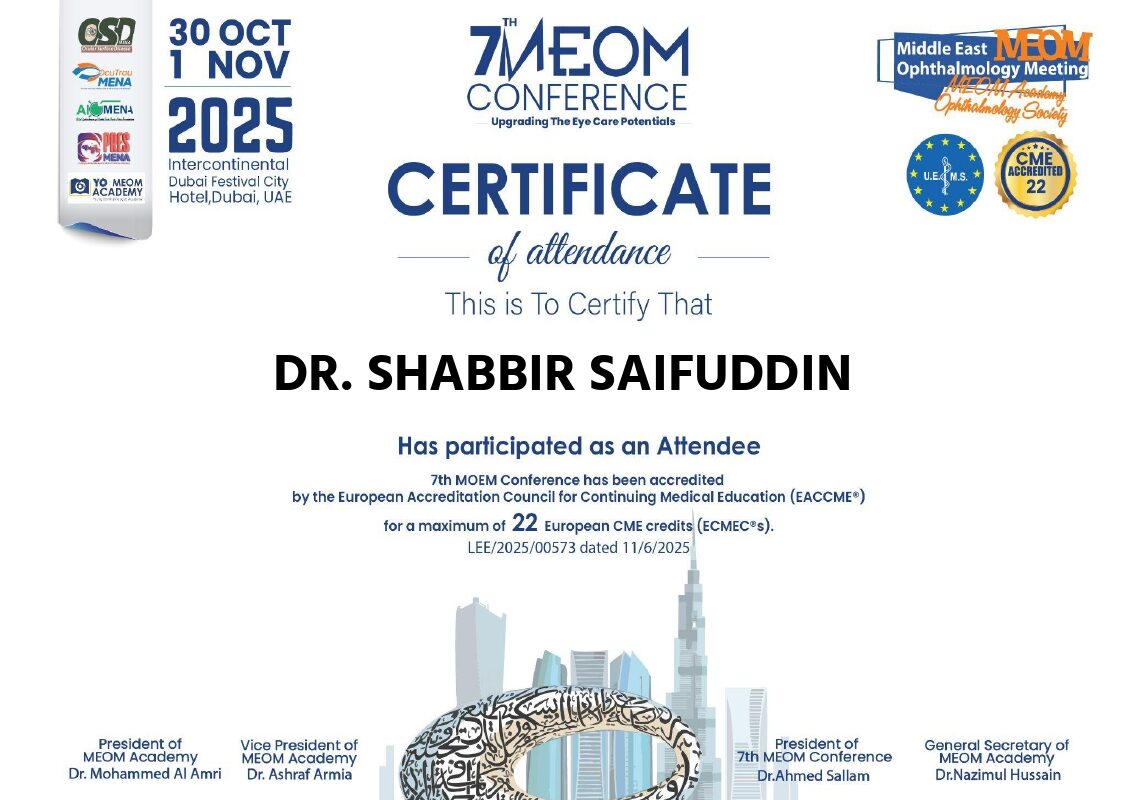 Participation at International Middle East Ophthalmilogy Conference Dubai November 2025