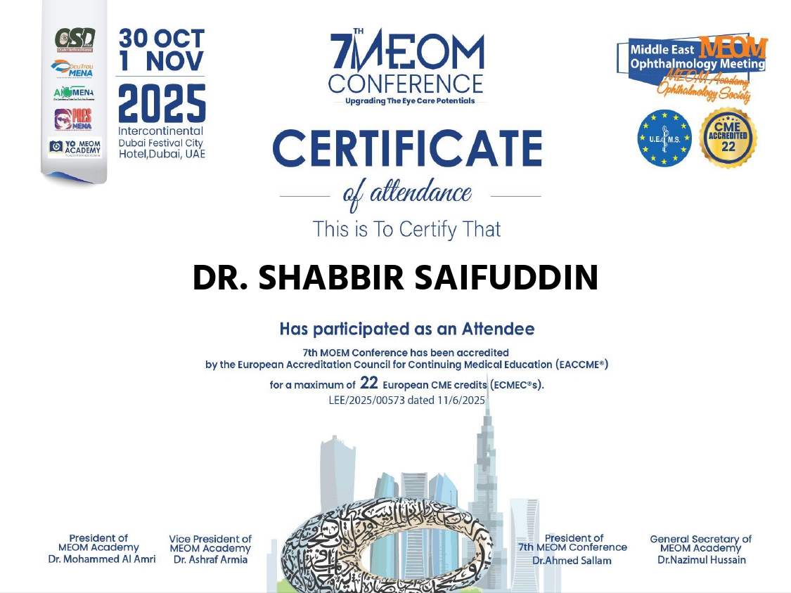 Participation at International Middle East Ophthalmilogy Conference Dubai November 2025